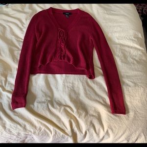 F21 cropped red sweater